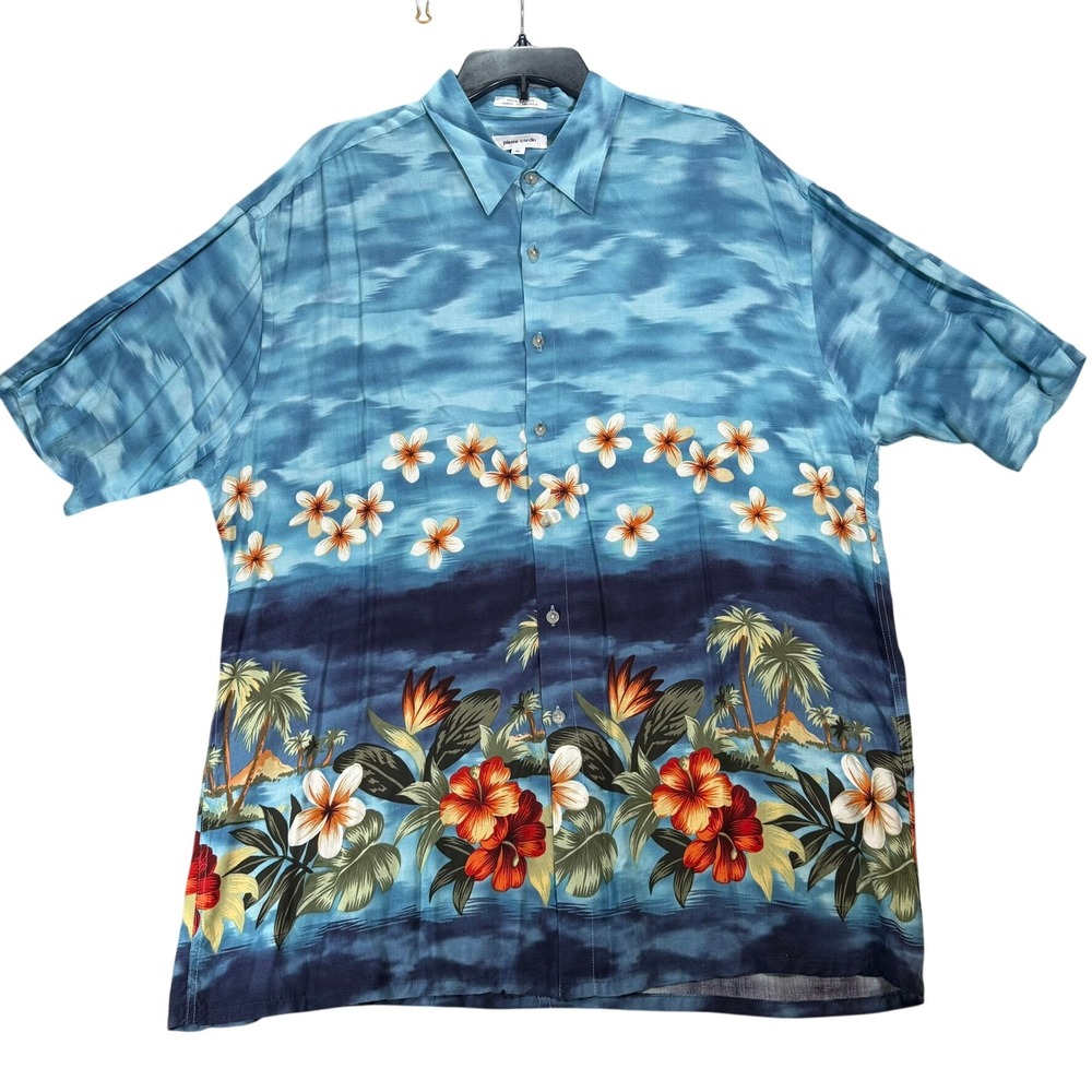 Lot of 2 Mens Rayon Hawaiian Shirts Pierre Cardin XL David Taylor XLT Tropical - Picture 2 of 12
